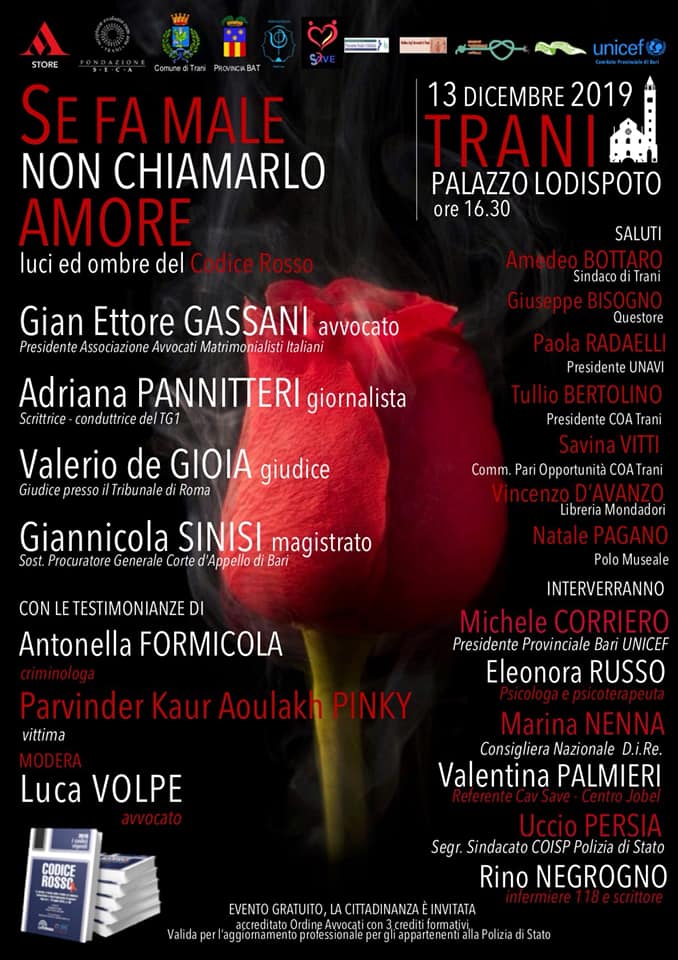 Trani 13 Dicembre 2019 - SE FA MALE NON CHIAMARLO AMORE - Convegno AMI - ROMA