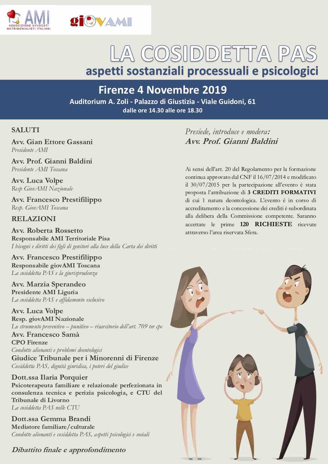 LA COSIDDETTA PAS Aspetti psicologici sostanziali e processuali - Firenze 4 novembre 2019